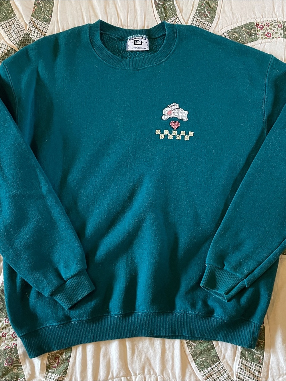 Vintage 90s Lees Heavyweight Crewneck Grandma Sweatshirt Size Large Cottage